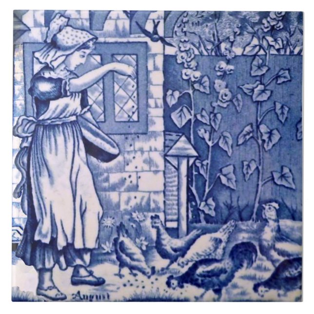 Repro Antique Wedgwood Blue September Kalender Kakelplatta (Framsidan)