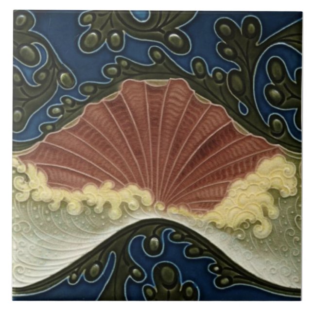 Repro Antique Wedgwood Tubelines Ocean Vågar Kakelplatta (Framsidan)