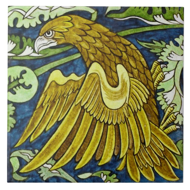 Repro Antique Wm De Morgan Golden Eagle Kakelplatta (Framsidan)