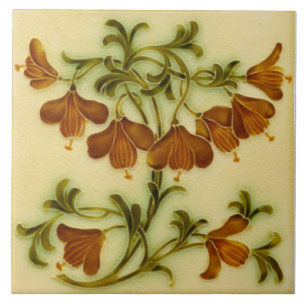 Repro Art nouveau Blommigt Faux Embossed Kakelplatta
