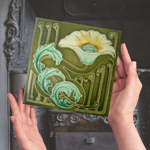 Repro Art nouveau Blommigt Tile Kakelplatta