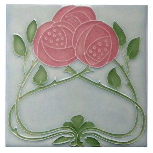 Repro Art Nouveau Blommor Kakelplatta
