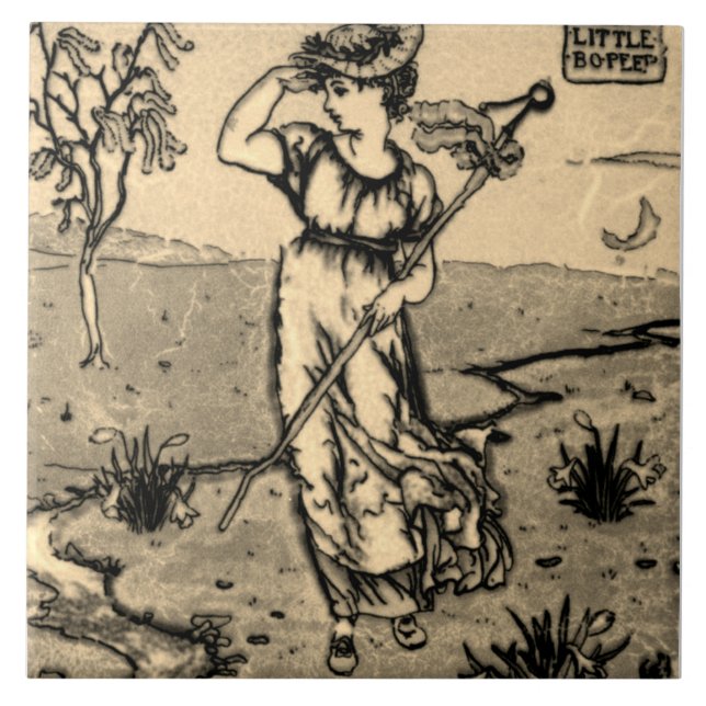 Repro Art nouveau Modern Little Bo Peep Sketch Til Kakelplatta (Framsidan)