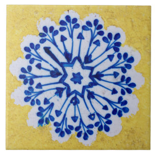 Repro Azulejos Portugisiska Blommigten Gult Blue W Kakelplatta