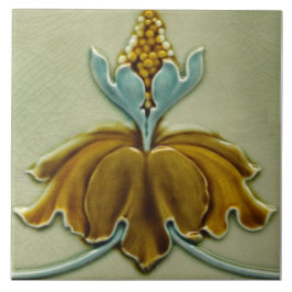 Repro c. 1900 Art nouveau Blommigt Gräns Kakelplatta