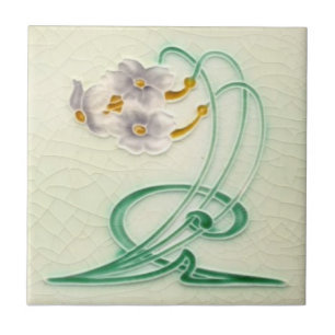 Repro c 1900 Richards Art nouveau Narcissus Trio Kakelplatta