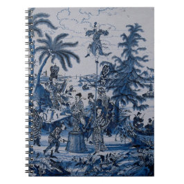 Repro Chinoiserie Delft Blue and White Tile Anteckningsbok
