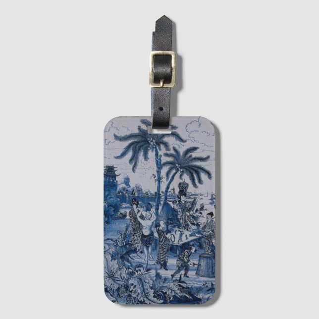 Repro Chinoiserie Delft Blue and White Tile Bagagebricka (Framsida vertikal)