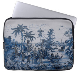 Repro Chinoiserie Delft Blue and White Tile Laptop Fodral