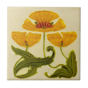 Repro Circa 1900 Pilkington Blommigt Art nouveau Kakelplatta