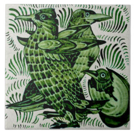 Repro de Morgan Birds+Chick Hatching Handmålade Kakelplatta