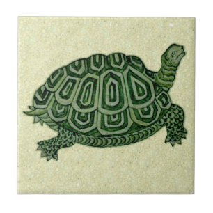 Repro de Morgan Grönt Tortoise Turtle Ceramic Til Kakelplatta