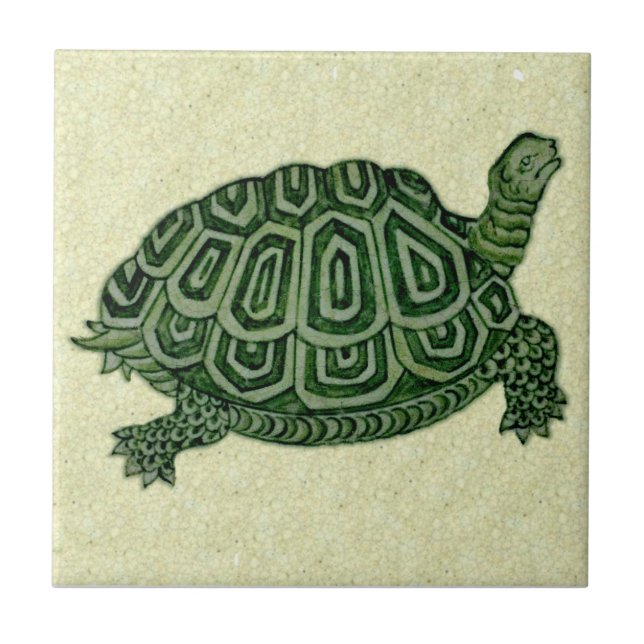 Repro de Morgan Grönt Tortoise Turtle Ceramic Tile Kakelplatta (Framsidan)