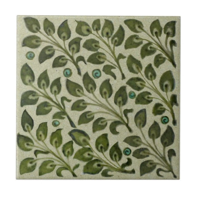 Repro de Morgan-Grönten Leva plattan Foliage Fält Kakelplatta (Framsidan)
