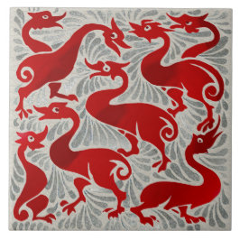 Repro De Morgan Red Luster+Silver Fantastisk Ankor Kakelplatta