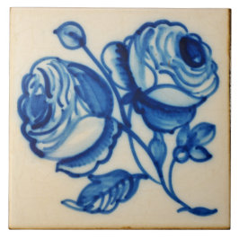 Repro Deftware Blommigt Bouquet Blue Delft Tile Kakelplatta