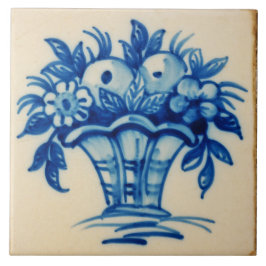 Repro Deftware Bouquet Flowers Vas Blue Delft Kakelplatta