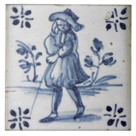 Repro Deftware Man Blue Delft Tile Kakelplatta