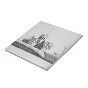 Repro Delft Black and White Dutch chapel Tile Kakelplatta