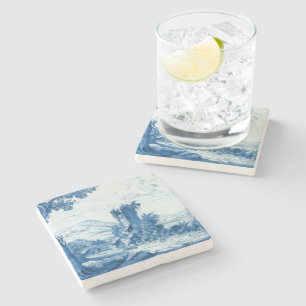 Repro Delft Blue and White Tile River Scene Stenunderlägg