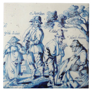 Repro Delft Tile Blue Les Gueux Kakelplatta