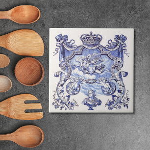 Repro Delft Tile Blue Royalty Bust Kakelplatta