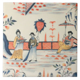 Repro Delft Tile Chinoiserie Picturesque scen Kakelplatta