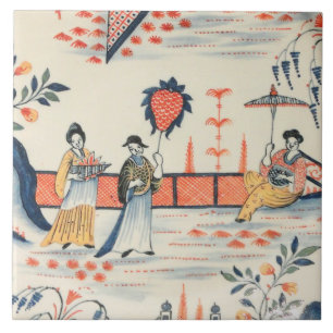 Repro Delft Tile Chinoiserie Picturesque scen Kakelplatta