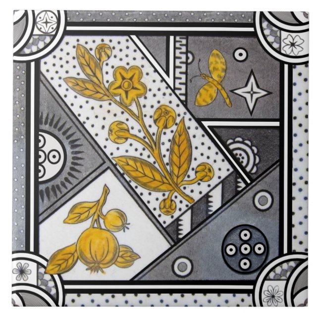 Repro EastLake Aestthetic Black White Grått Guld Kakelplatta (Framsidan)