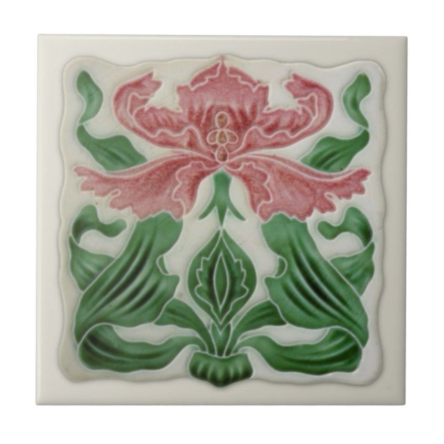 Repro English Art nouveau H.A. Ollivant Tile c.190 Kakelplatta (Framsidan)