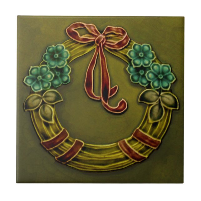 Repro Faux Relief Blommigt på Majolica (andnöd) Kakelplatta (Framsidan)