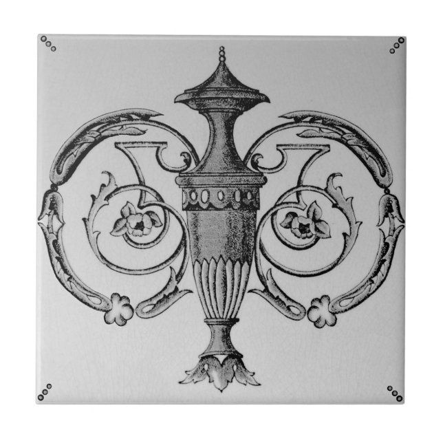 Repro för antika neoklassiska urnöverföringsprogra kakelplatta (Framsidan)