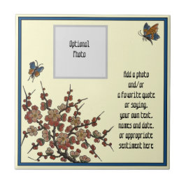 Repro Fransk Longwy Cherry Blommars Butterflies Kakelplatta