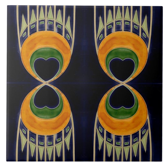 Repro German Art nouveau Jugendstill Frieze Gräns Kakelplatta (Framsidan)