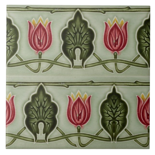 Repro German Art nouveau Jugendstill Frieze Gräns Kakelplatta (Framsidan)