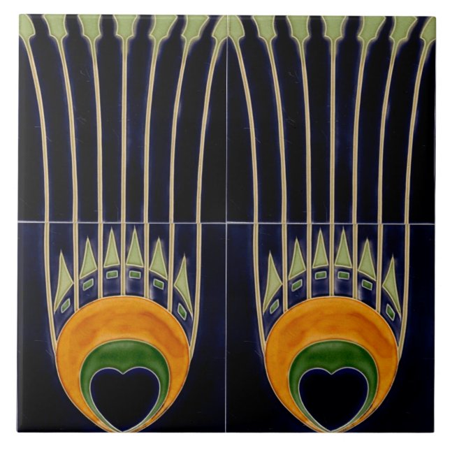 Repro German Art nouveau Jugendstill Frieze Gräns Kakelplatta (Framsidan)