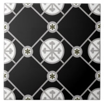 Repro Gothic Geometric Patterned Black White Grått