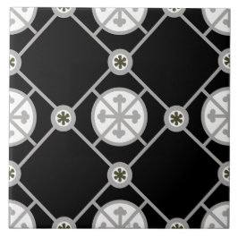 Repro Gothic Geometric Patterned Black White Grått Kakelplatta
