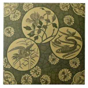 Repro Grönt Aesthetic Anglo Japonesque Tile Kakelplatta
