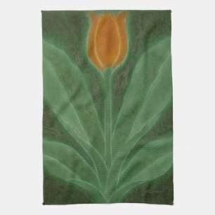 Repro Gult Grönt Tulip Art nouveau Tile Kökshandduk