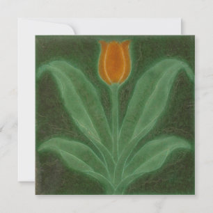 Repro Gult Grönt Tulip Art nouveau Tile Kort