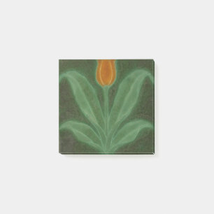 Repro Gult Grönt Tulip Art nouveau Tile Post-it Block