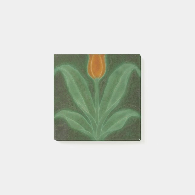 Repro Gult Grönt Tulip Art nouveau Tile Post-it Block (Framsida)