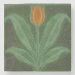 Repro Gult Grönt Tulip Art nouveau Tile Stenunderlägg