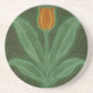 Repro Gult Grönt Tulip Art nouveau Tile Underlägg