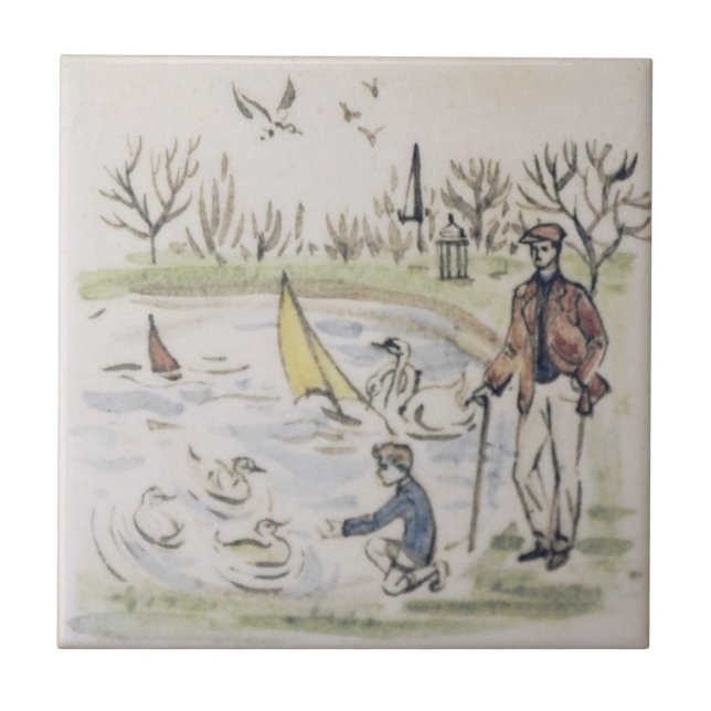 Repro Hyde Park Pond anka London Victorian Tile Kakelplatta (Framsidan)