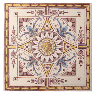 Repro Intricate Victorian Solros Transferware Kakelplatta