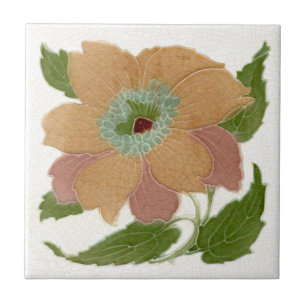 Repro Lea & Boulton Antique Art nouveau Blommigt Kakelplatta