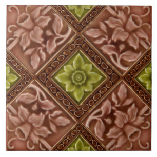 Repro Malkin Blommigt Daffodils Geometric Majolica Kakelplatta