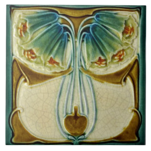 Repro Marsden Art nouveau dekorativ keramisk panel Kakelplatta